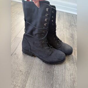 Steve Madden Lucia Black Leather Combat Boots Size 10 / EU 40